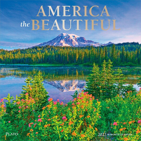 Plato; America the Beautiful | 2027 12 x 24 Inch (Hanging) Monthly Square Wall Calendar | Foil Stamped Cover; Category:Wall Calendars; Image:1